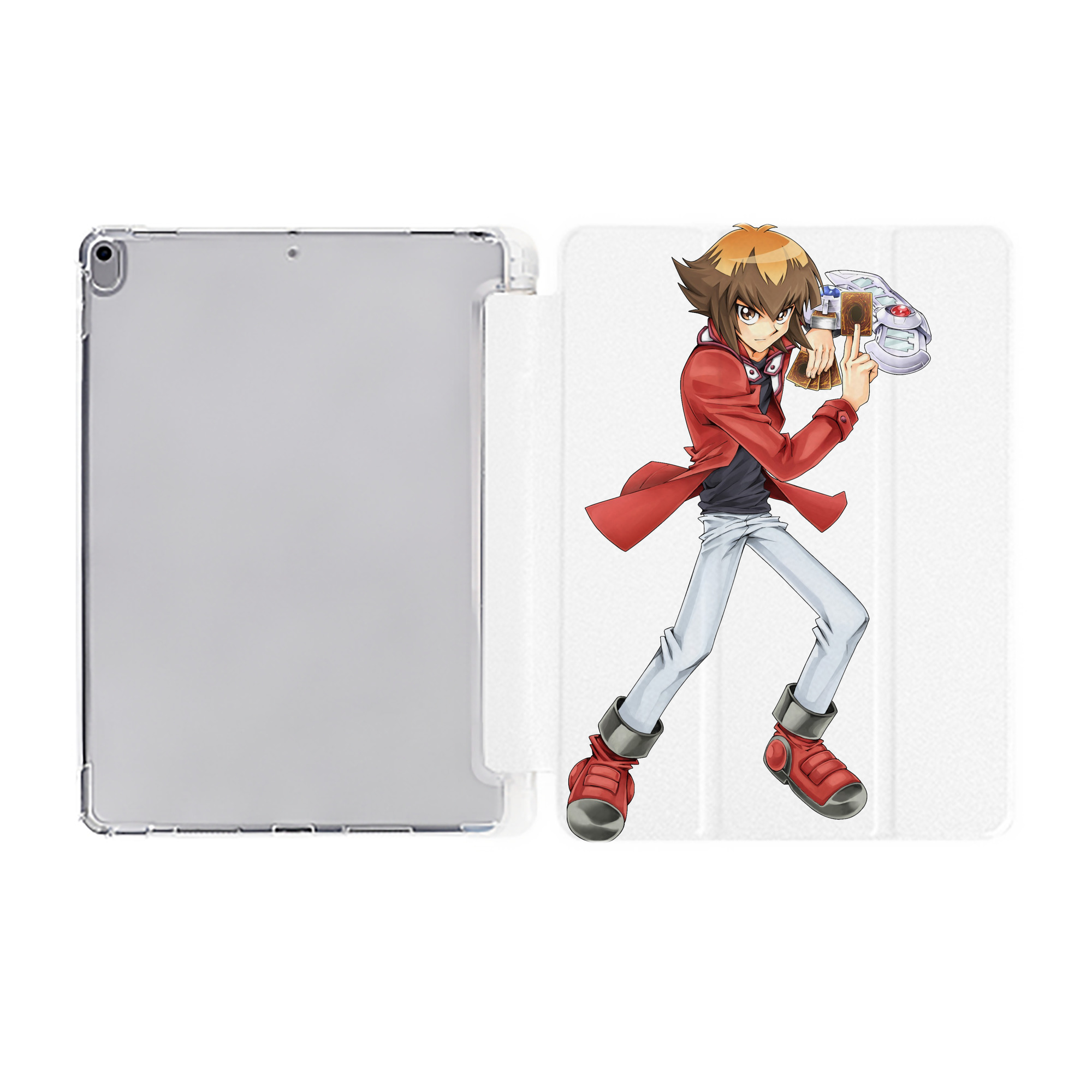 （画像用） 遊☆戯☆王 Yu-Gi-Oh! IPad ケース ペン収納付き 三つ折りスタンド PUレザー×シリコン 対応機種9.5/10.5/10.9インチ